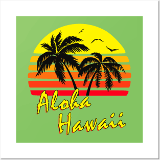 Aloha Hawaii Retro Sunset Posters and Art